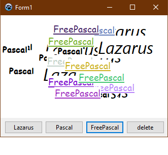 Figure 46: TextOut used with random coordinates